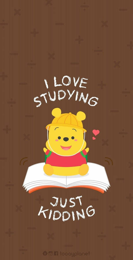 Cute Winnie The Pooh Iphone Love Studying Kidding Wallpaper