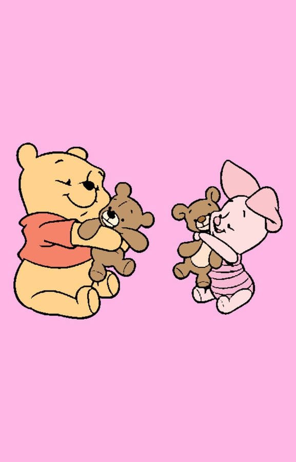 Cute Winnie The Pooh Iphone Piglet Hugging Bear Wallpaper