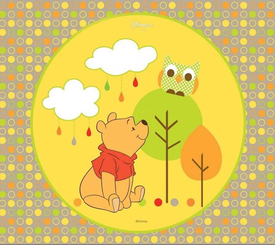 Cute Winnie The Pooh With Owl Wallpaper