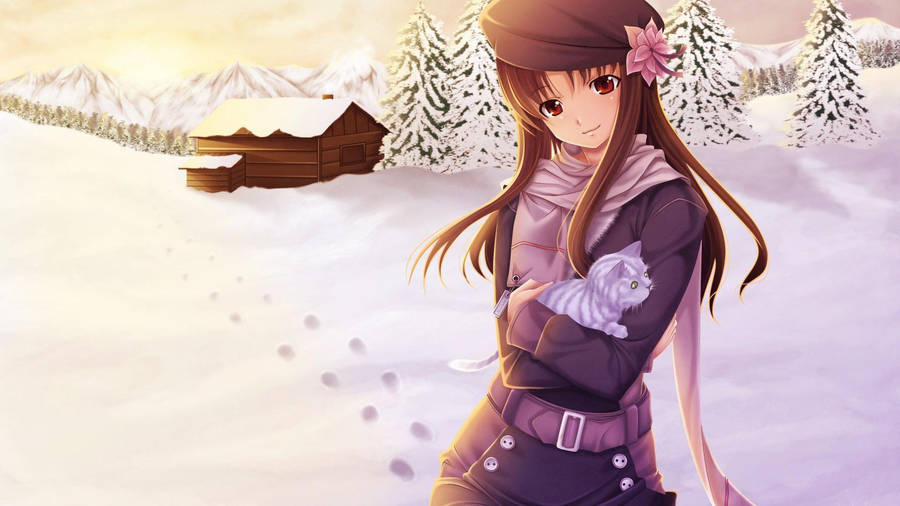 Cute Winter Girly Cartoon Wallpaper