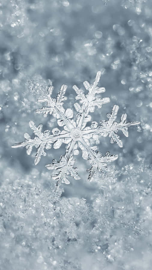 Cute Winter Snowflake In Middle Phone Wallpaper