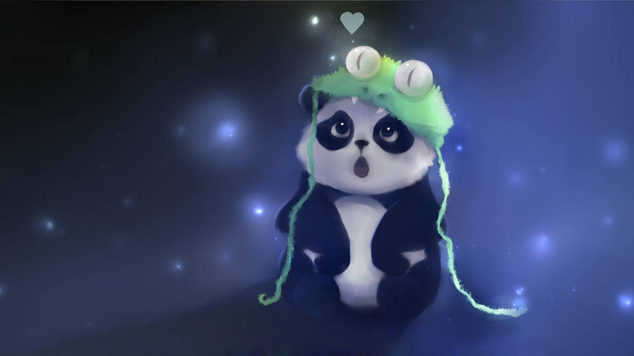 Cute Winter Surprised Panda Wallpaper