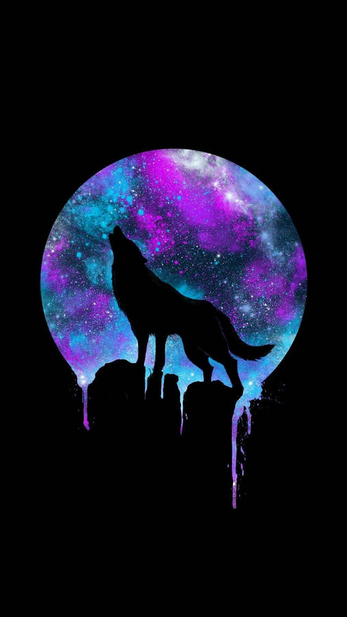 Cute Wolf Galaxy Silhouette Wallpaper