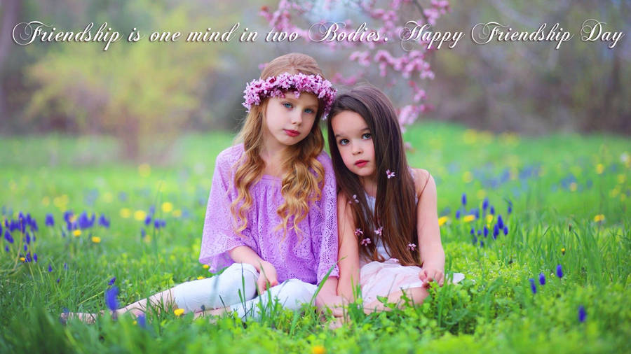 Cute Young Girl Best Friends Wallpaper