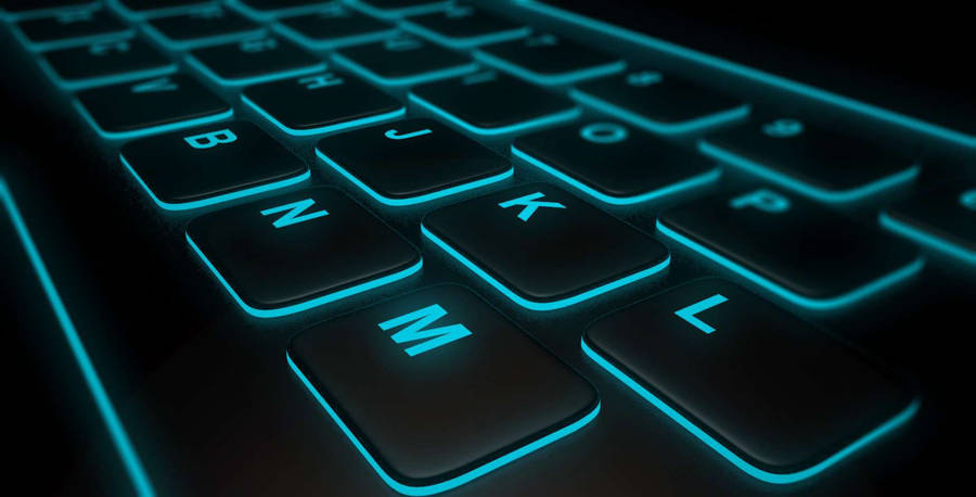 Cyan Backlit Classic Keyboard Wallpaper