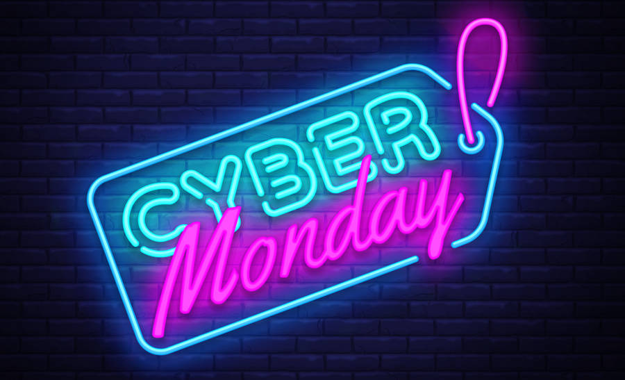 Cyber Monday Neon Light Sale Tag Wallpaper