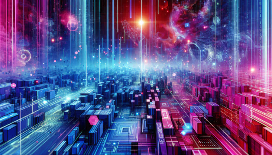 Cybernetic Dreamscape Visualization Wallpaper