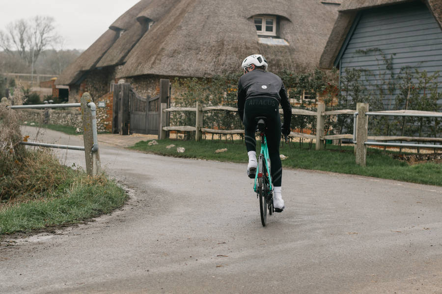 Cycling Country Lane Cottage Wallpaper