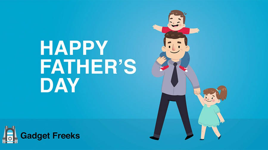 Dad And Kids Happy Father's Day Card Wallpaper
