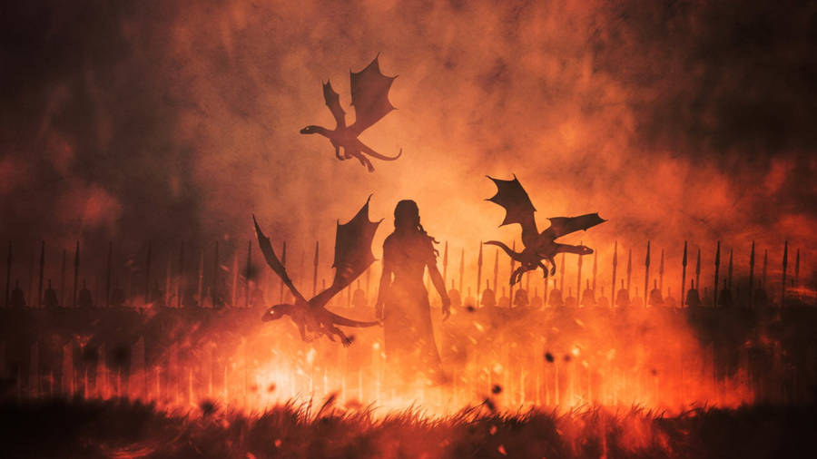Daenerys Targaryen Fire Silhouette Wallpaper