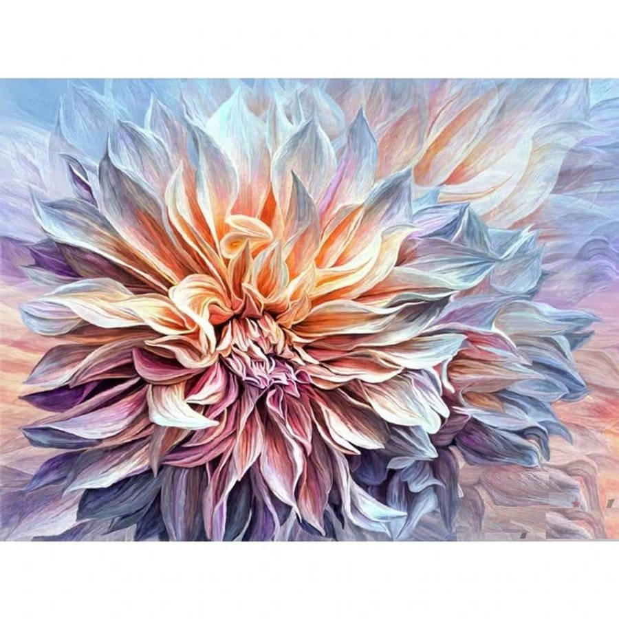 Dahlia Color Pencil Art Wallpaper