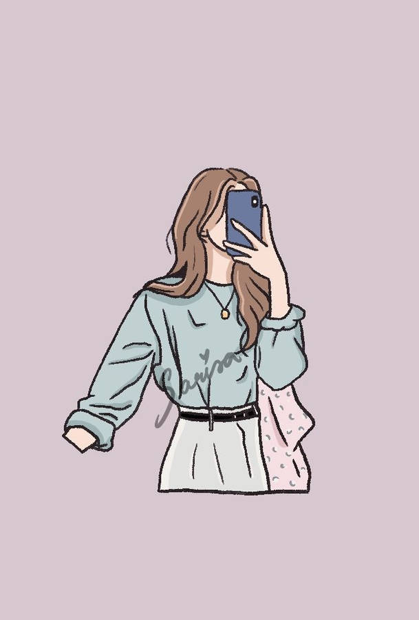 Dainty Cool Girl Cartoon Wallpaper