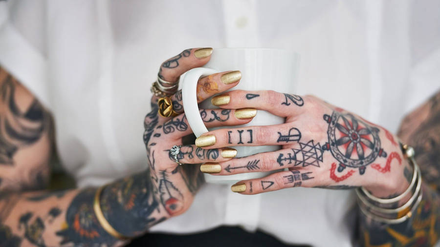 Dainty Tattooed Hands Wallpaper