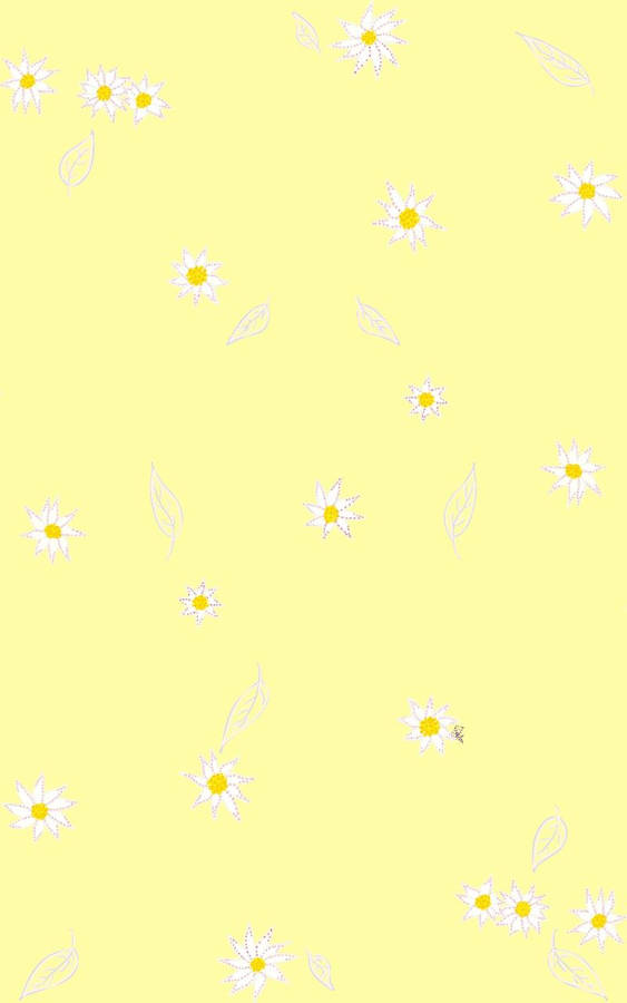 Daisy Flowers Over Cute Pastel Yellow Aesthetic Wallpaper