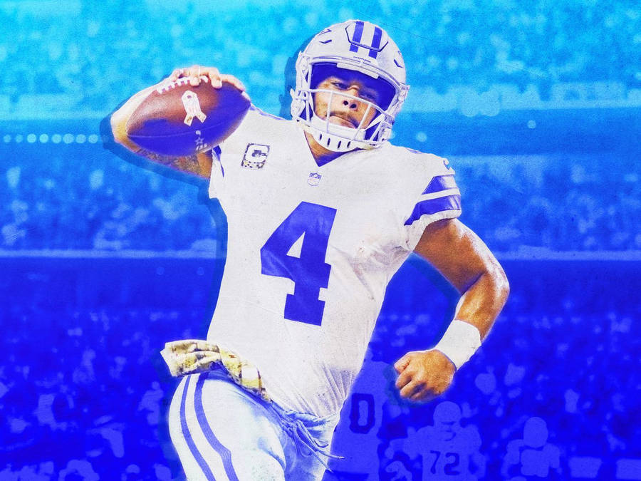 Dak Prescott Blue Aesthetic Design Wallpaper