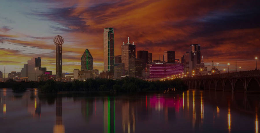 Dallas Skyline Sunset Sky Wallpaper