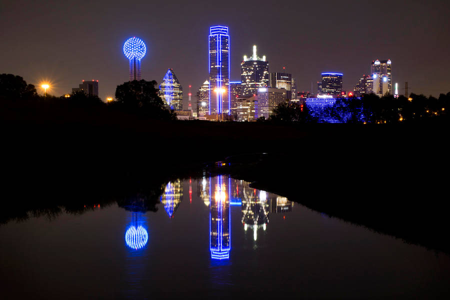 Dallas Skyline Trinity River Silhouettes Wallpaper