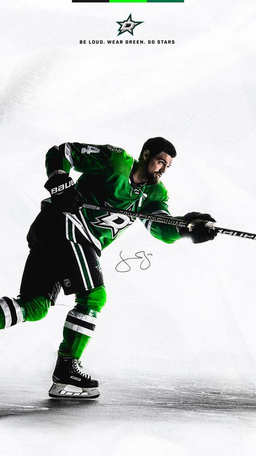 Dallas Stars Jamie Swinging Hockey Stick Wallpaper