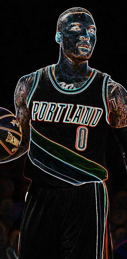 Damian Lillard Colored Lines Wallpaper