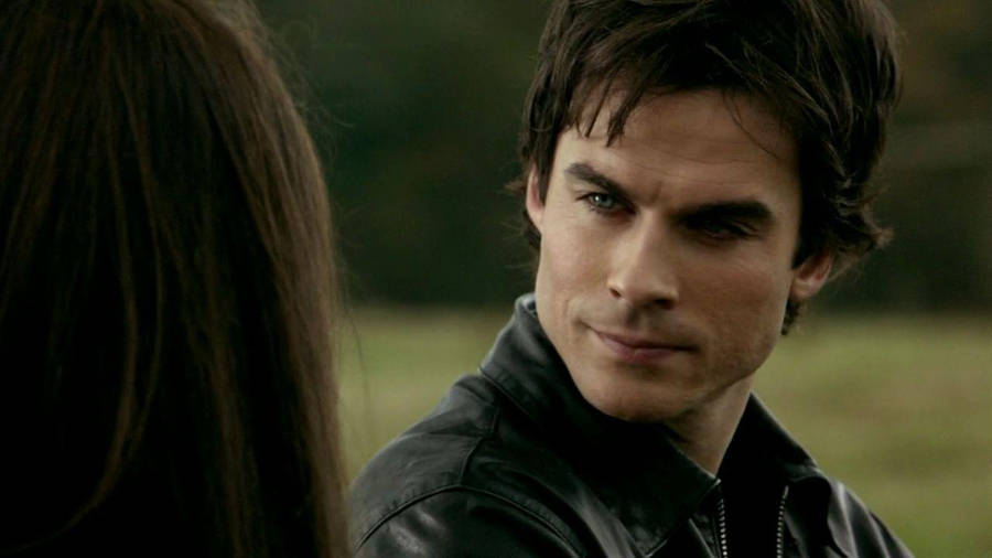 Damon Salvatore Attractive Gaze Wallpaper