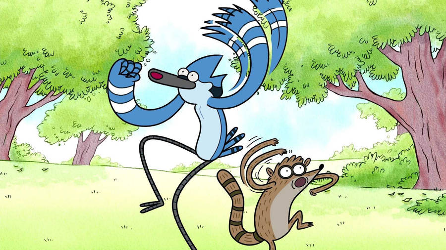 Dancing Mordecai And Rigby Wallpaper