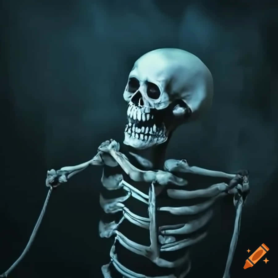 Dancing Skeleton Blue Tint Wallpaper