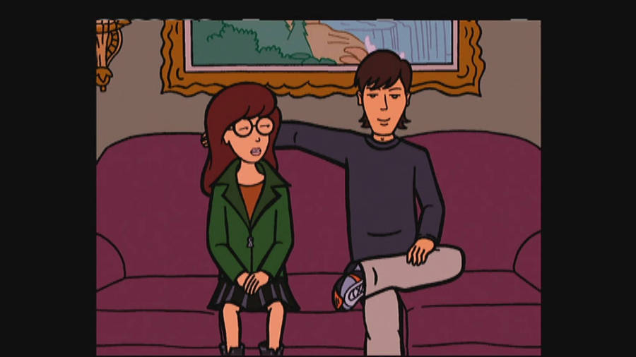 Daria With Boy In Sofa Wallpaper