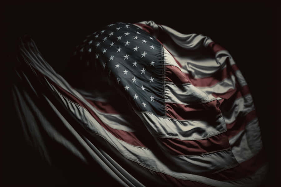 Dark_ American_ Flag_ Draped_ In_ Shadows.jpg Wallpaper