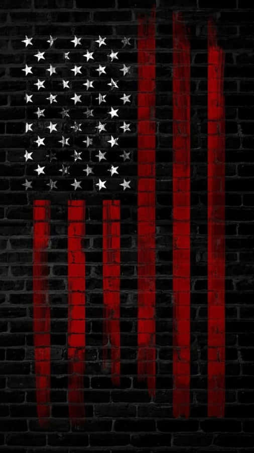 Dark_ American_ Flag_on_ Brick_ Wall Wallpaper