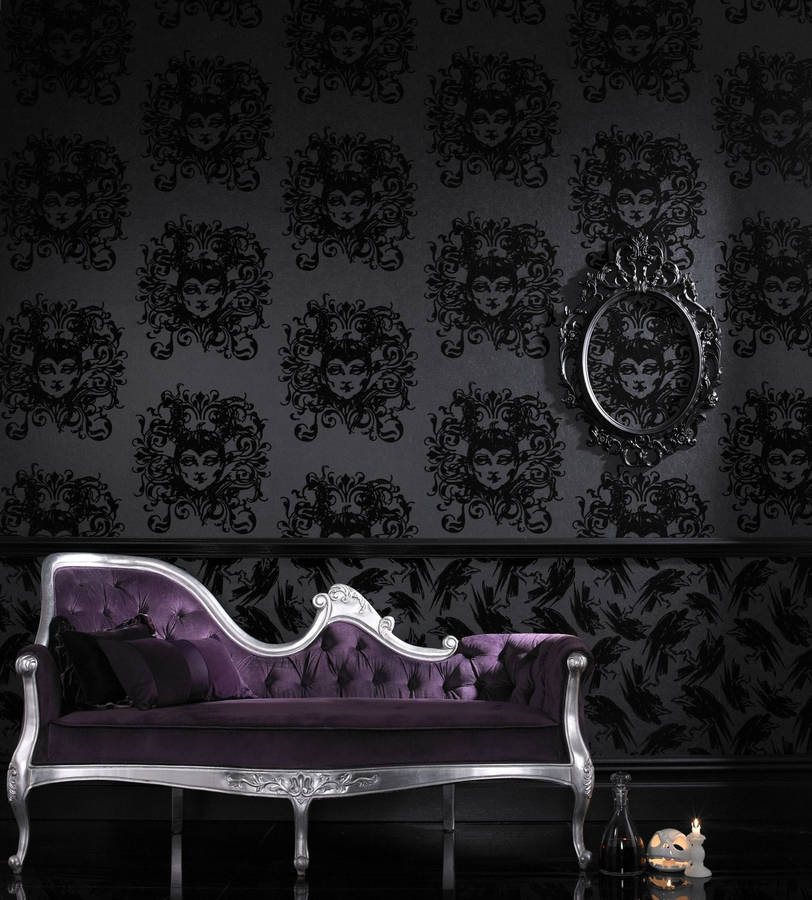 Dark And Decadent Gothic Living Room Wallpaper