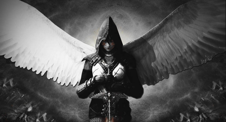 Dark Angel Black And White Wallpaper