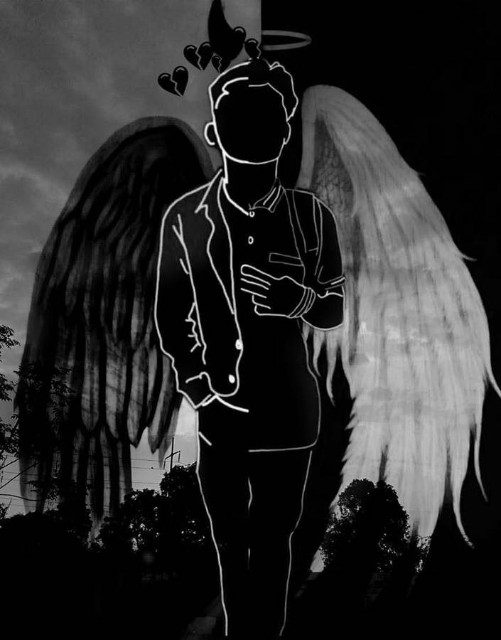 Dark Angel Black And White Wings Wallpaper