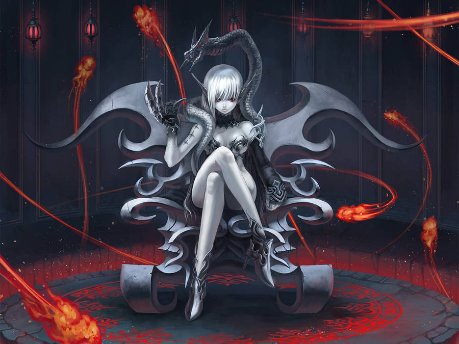 Dark Anime Dragon Girl Wallpaper