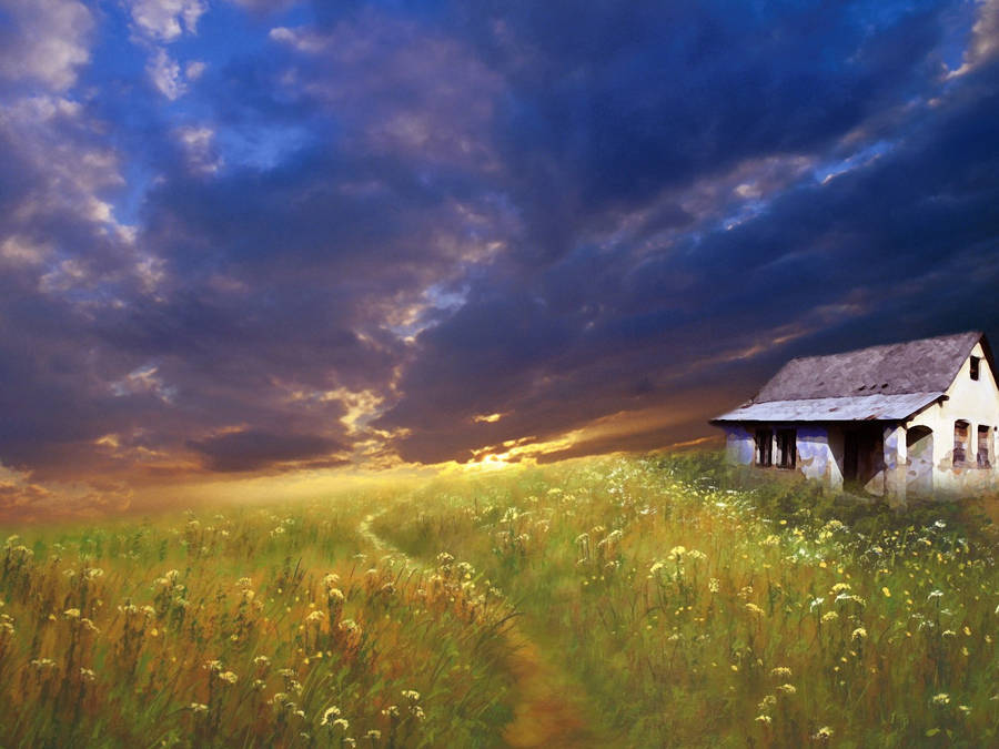 Dark Blue Clouds Painting Wallpaper