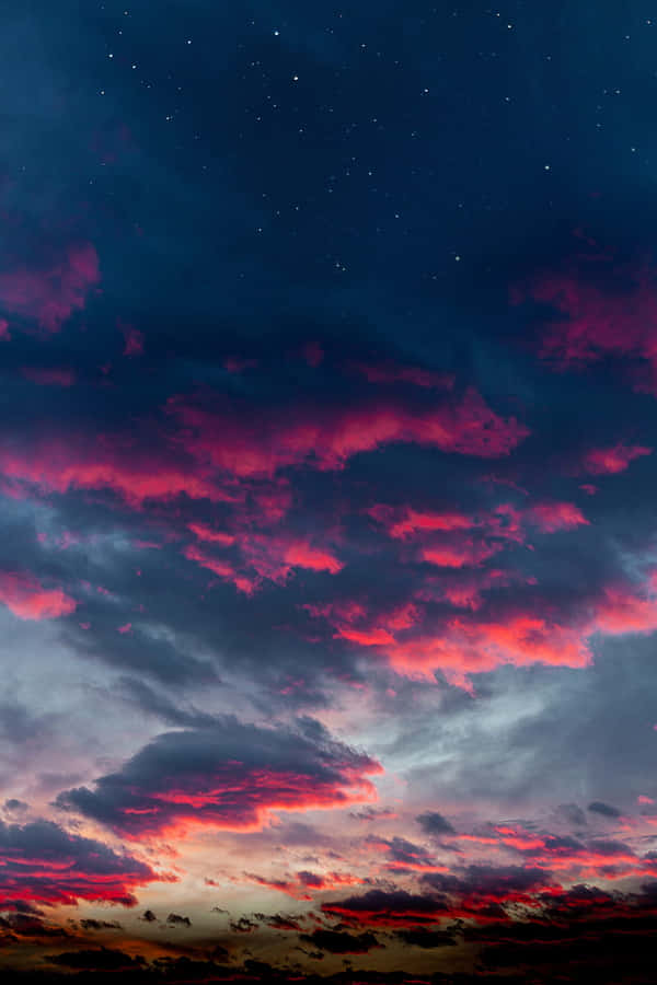 Dark Blue Pink Sunset Clouds Wallpaper