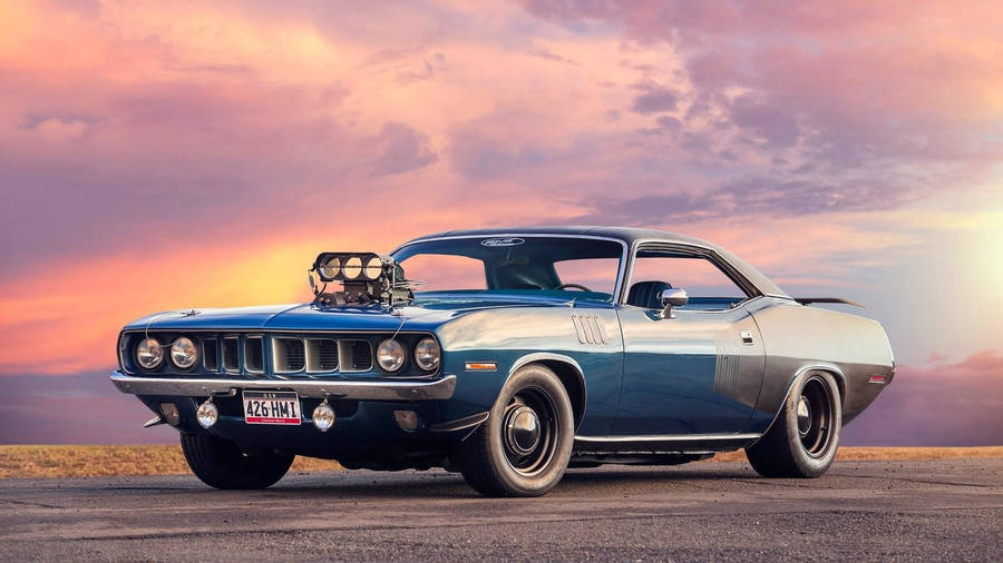 Dark Blue Plymouth Barracuda Wallpaper