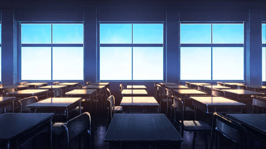 Dark Classroom With Bright Windows Wallpaper