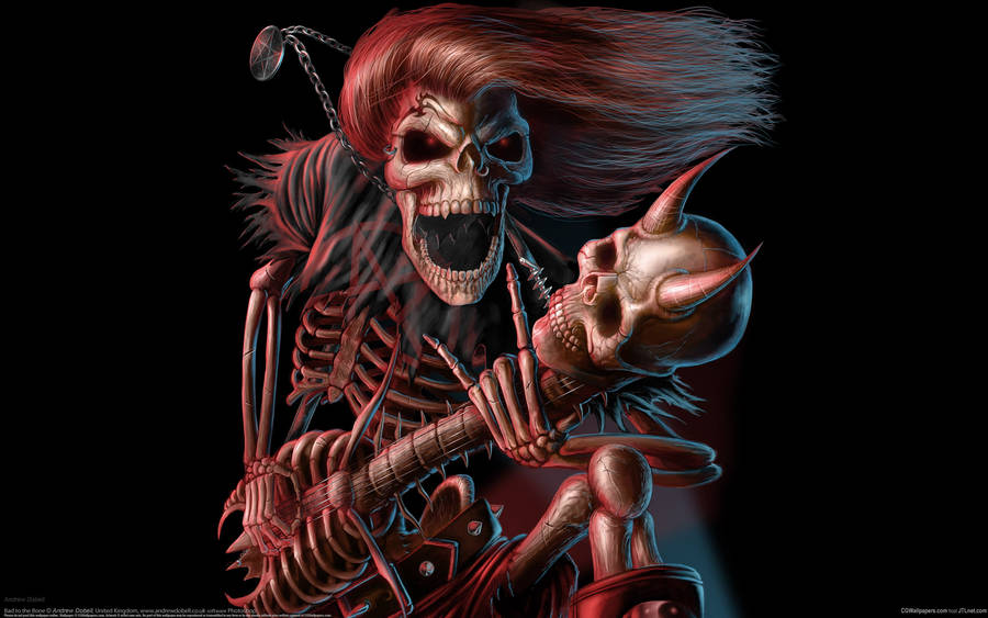 Dark Devil Skull Guitarist Wallpaper