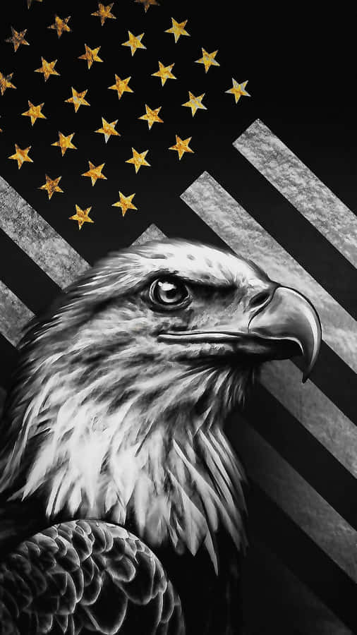 Dark_ Eagle_and_ Flag_ Artwork Wallpaper