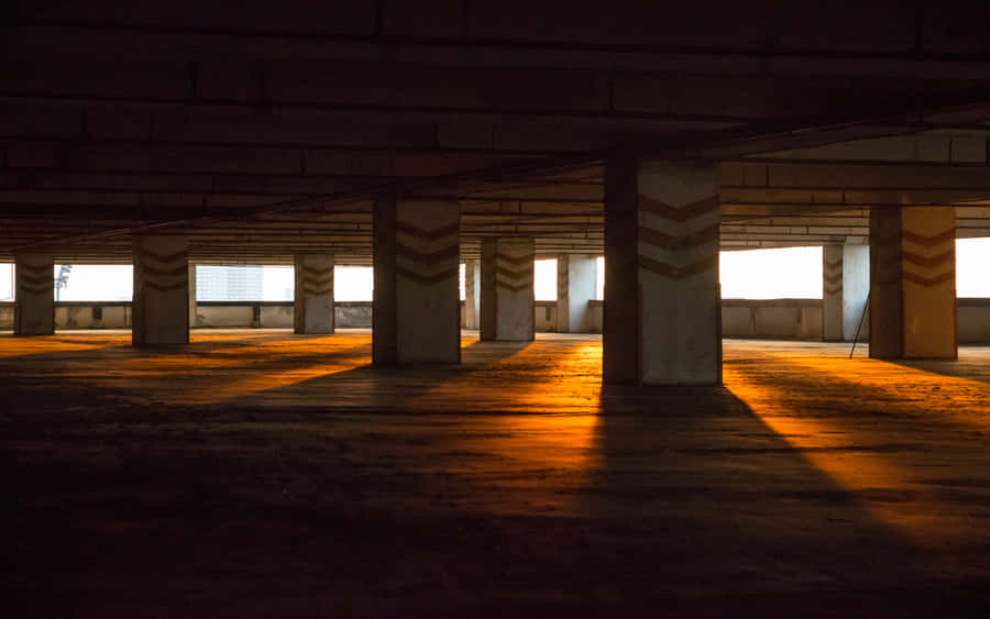 Dark Empty Building Parking Lot Wallpaper