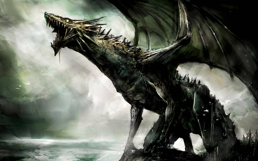 Dark Fantasy Dragon Roar Wallpaper