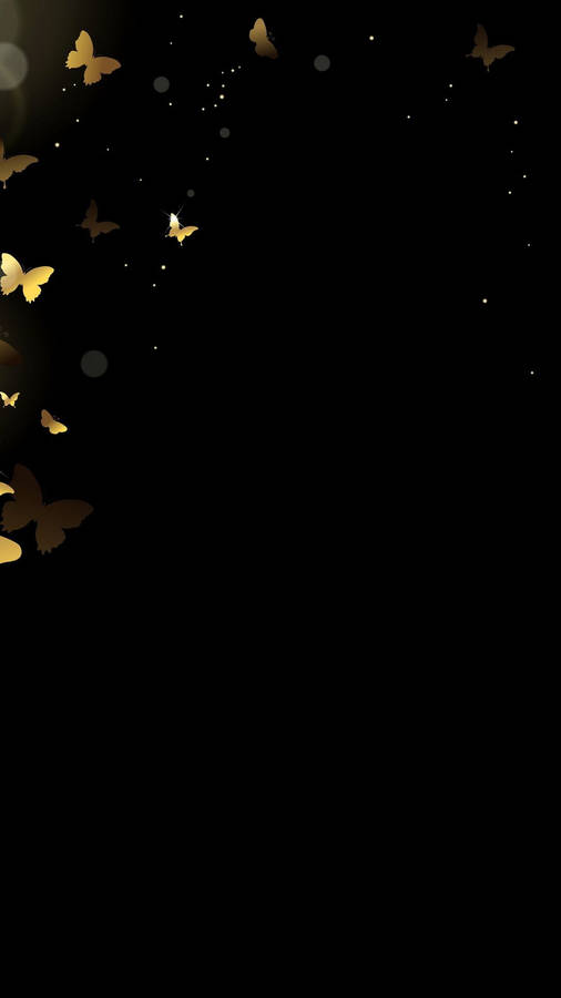 Dark Girly Golden Butterflies Wallpaper