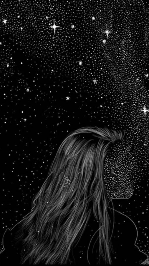 Dark Girly Woman With Stars Wallpaper