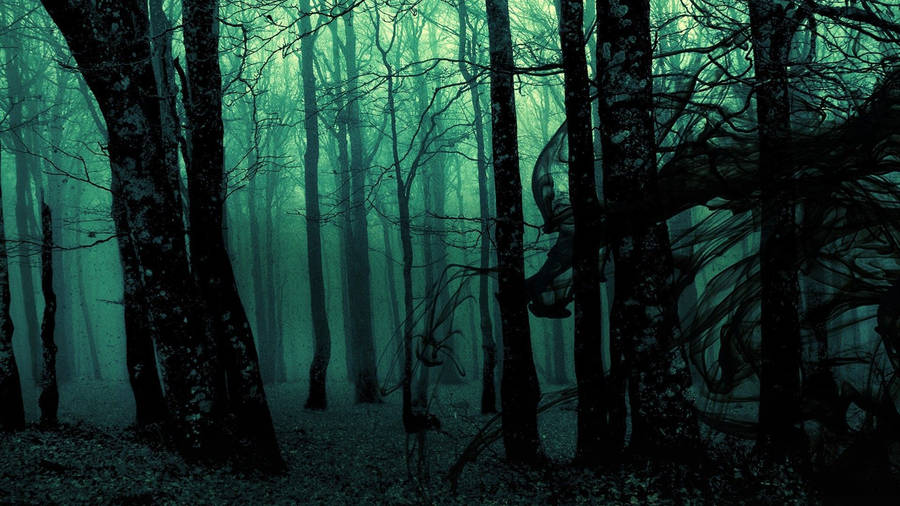 Dark Gothic Blue Green Forest Wallpaper