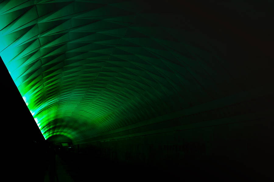Dark Green Light In Tunnel Wallpaper