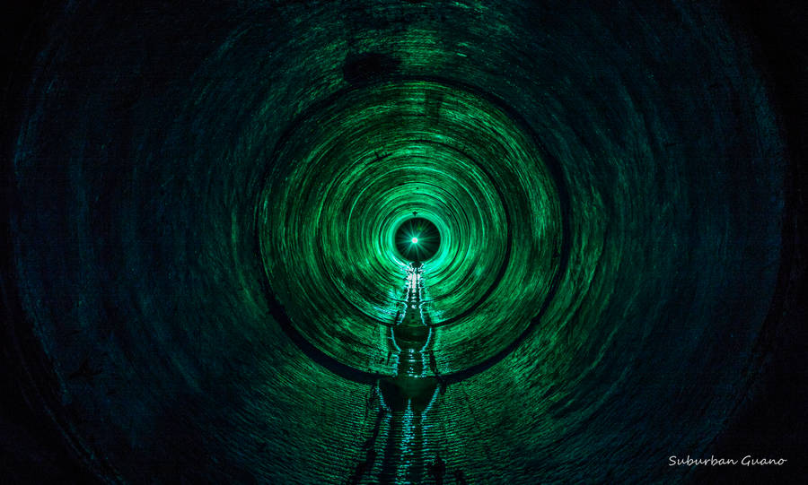 Dark Green Light Tunnel Wallpaper