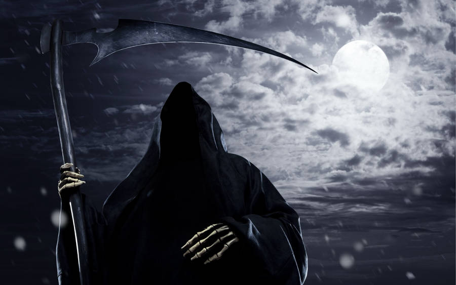 Dark Grim Reaper In The Moonlight Wallpaper