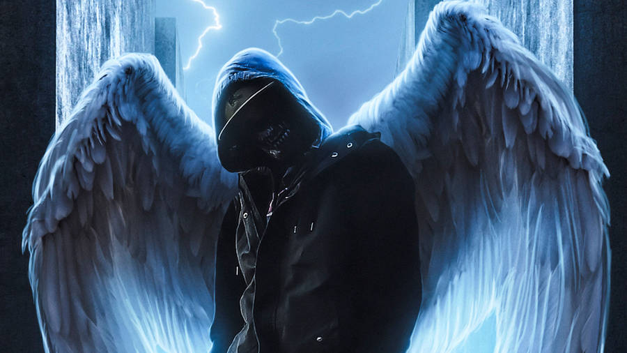 Dark Hoodie With Wings Wallpaper