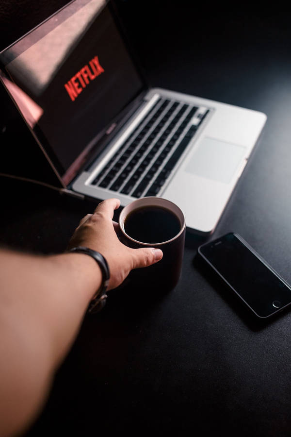 Dark Iphone With Macbook And Mug Wallpaper