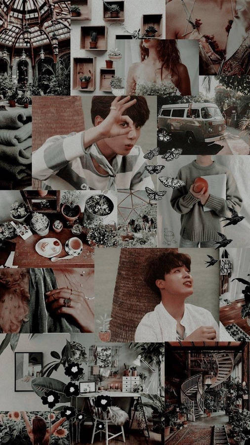 Dark Jikook Picture Collage Wallpaper